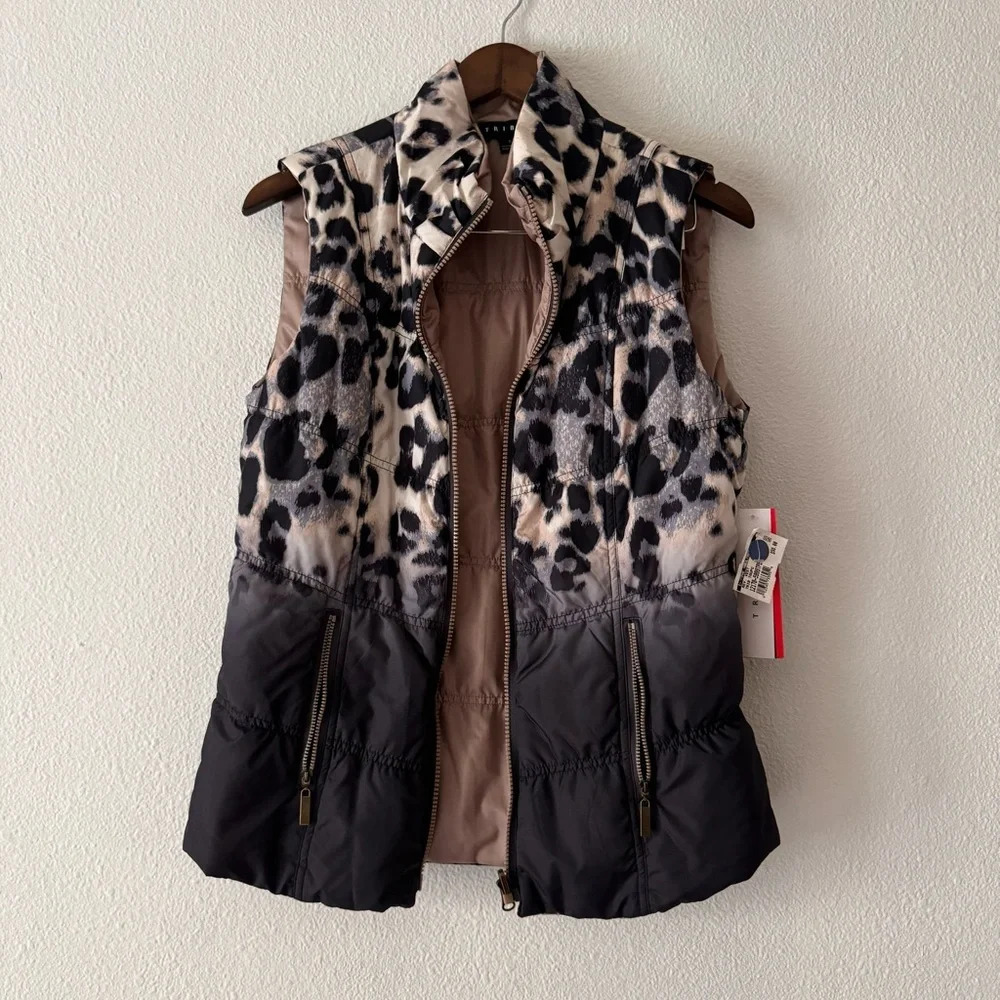 Tribal NEW Leopard Print Reversible Puffer Gorpcore Vest Boho Casual Chic Small - Picture 4 of 12